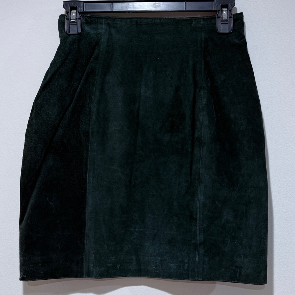 Wilsons Leather Suede Mini Skirt Sz 6 Emerald Green Fall Staple‎ Classic Y2K 90s